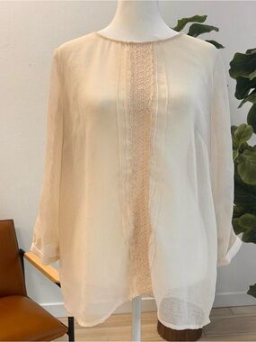 Pins & Needles Cream Sheer Lace-Trim Tunic